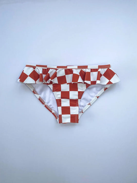 FRANKIE FRILL BIKINI BOTTOM | TANGERINE CHECKERED