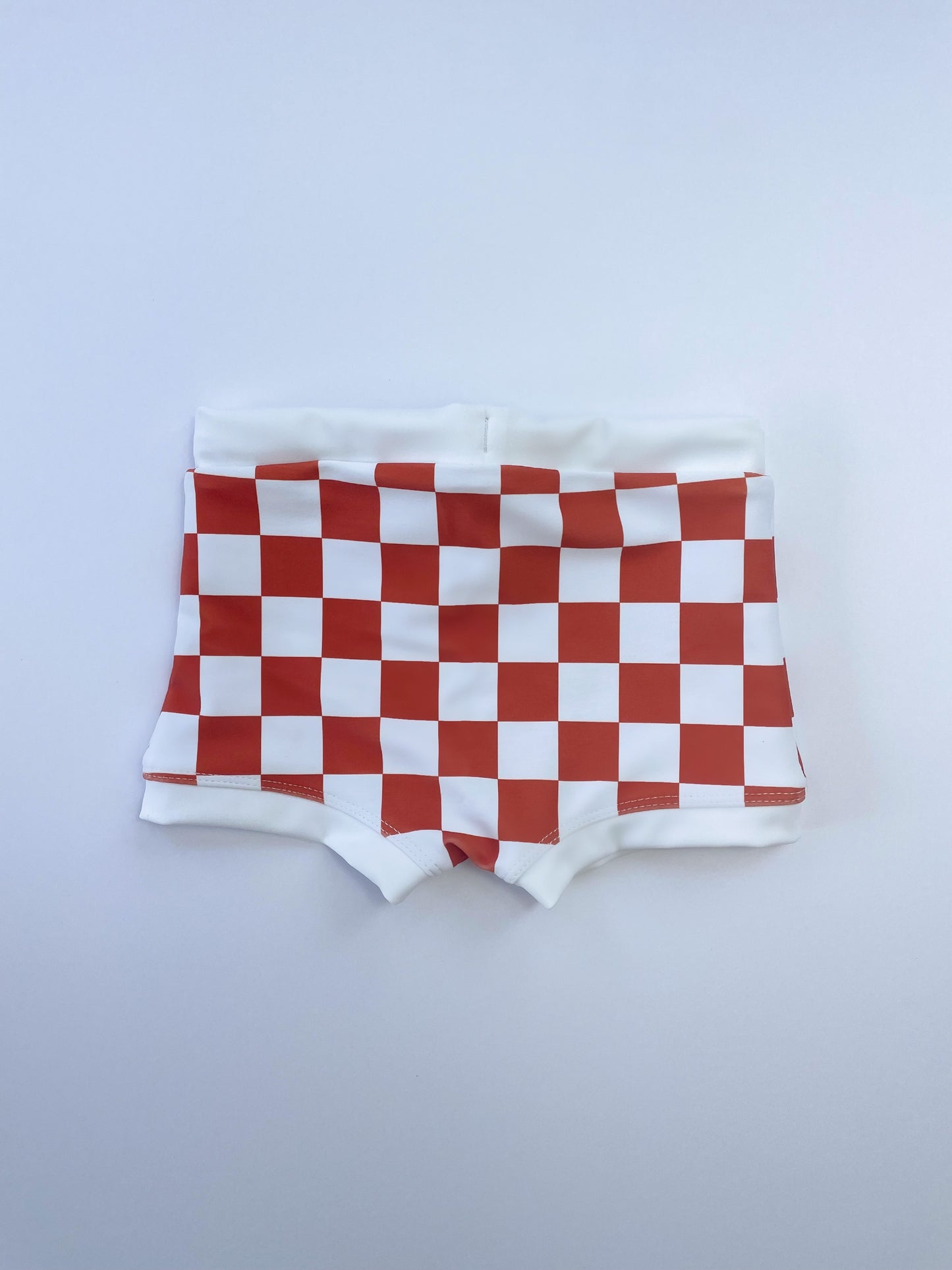 BANKSY SURF TRUNKS | TANGERINE CHECKERED