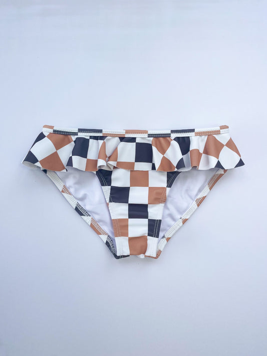 FRANKIE FRILL BIKINI BOTTOM | COCOA CHECKERED