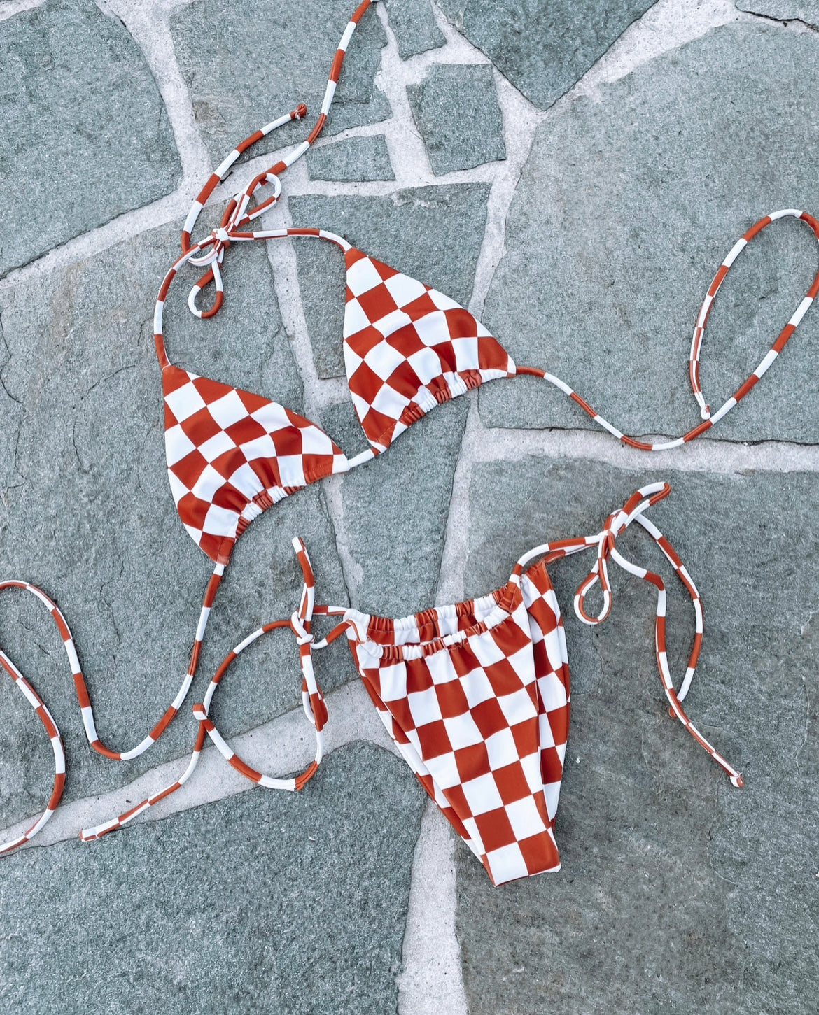 TATUM TRIANGLE BIKINI TOP | TANGERINE CHECKERED