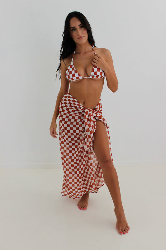 VACAY SARONG | TANGERINE CHECKERED