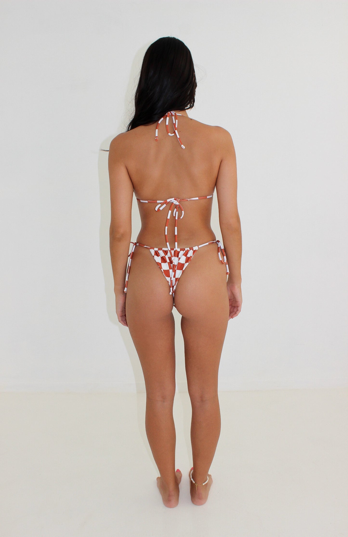 TANGO STRING BIKINI BOTTOMS | TANGERINE CHECKERED